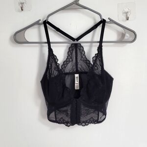 Gossard Superboost Lace and Mesh 30D Corset Bra Black Coquette Whimsygoth